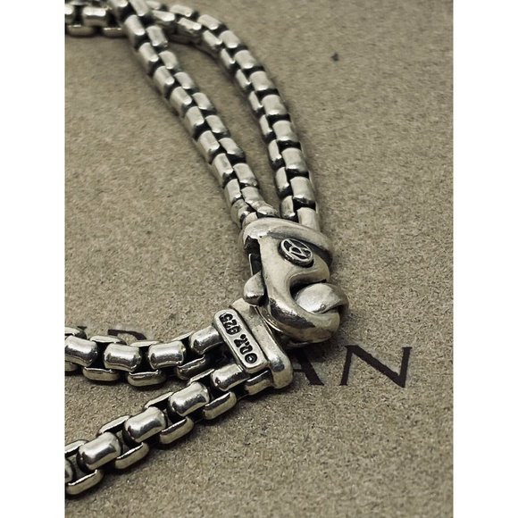 David Yurman Sterling Silver & Onyx ID Bracelet Double Box Chain Link 8.5” - Picture 4 of 9